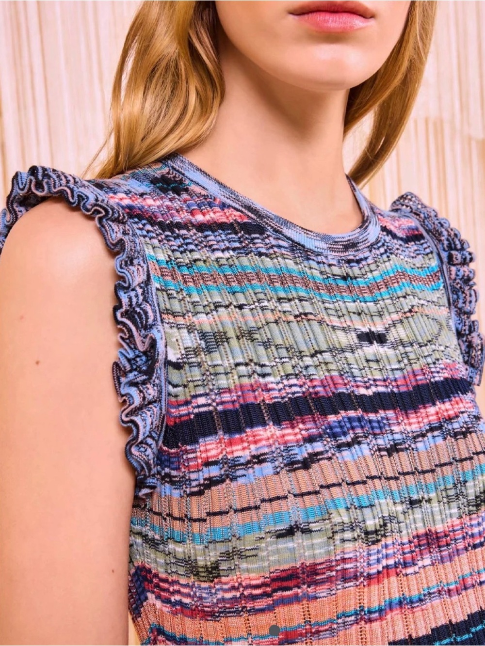 NWT ULLA JOHNSON AJAK SLEEVELESS STRIPED KNIT MIDI DRESS BLUE MULTI SZ SM/ 4 - Picture 4 of 8